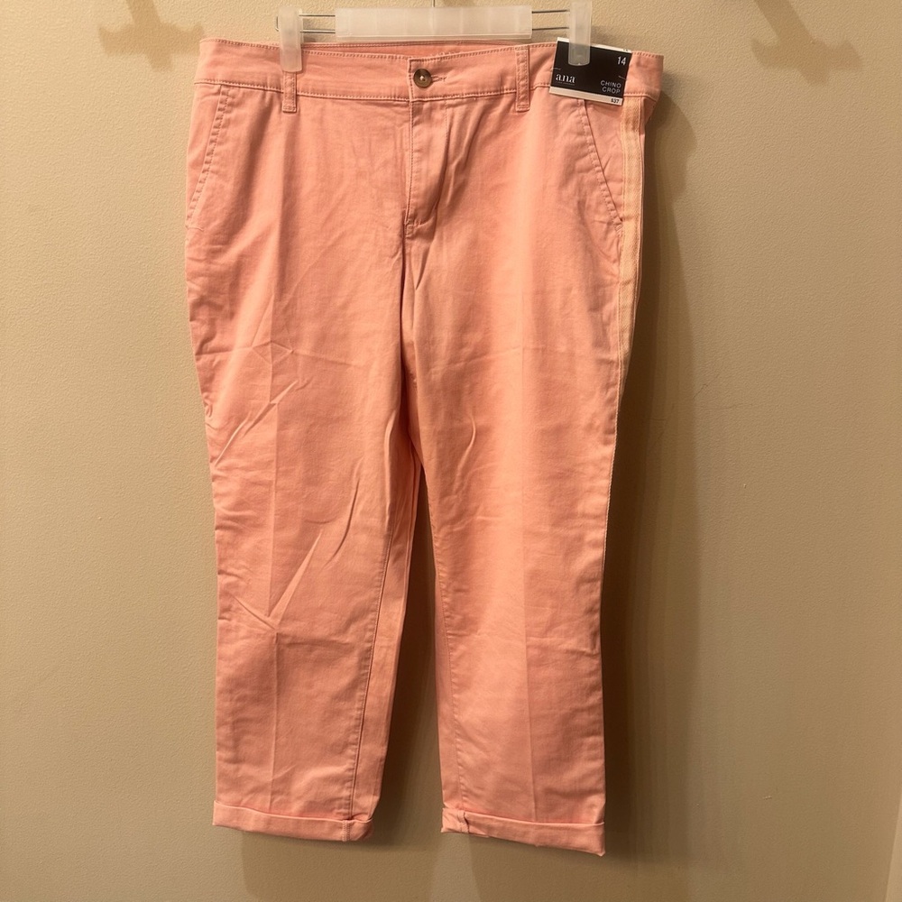 a.n.a. NWT Women's Blossom (Pink) Chino Cropped Pants, Size 14